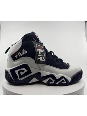 FILA Kids' MB M3 Basketball Shoes SZ 7 White/Navy Blue 3BM00516-125- 8.5 Women's